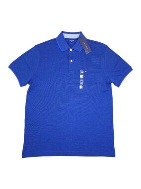 Tommy Hilfiger Mens Polo Shirt Cotton Medium Black Blue